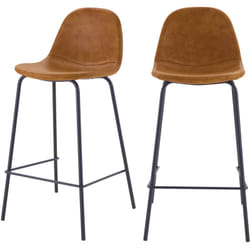 Lot de 2 chaises pour îlot central 65 cm en cuir synthétique camel - Henrik