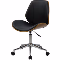 Chaise de bureau pivotante en bois en PU noir - Archie