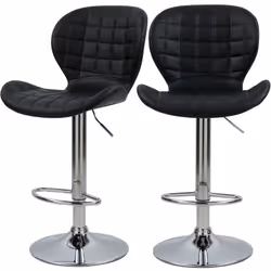 Lot de 2 chaises de bar réglables 53/74 cm en cuir synthétique noir - Mazzia