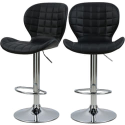 Lot de 2 chaises de bar réglables 53/74 cm en cuir synthétique noir - Mazzia