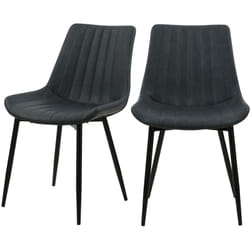 Lot de 2 chaises en cuir synthétique gris foncé et métal noir - Killi