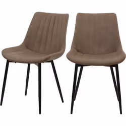Lot de 2 chaises en cuir synthétique taupe et métal noir - Killi