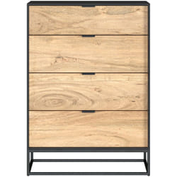 Commode 4 tiroirs en bois d'acacia et pieds en métal - Jakson