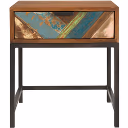 Table de chevet 1 tiroir en bois d'acacia et bois recyclé - Krabi