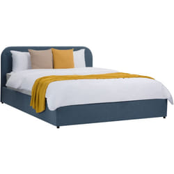 Lit double avec coffre 160x200 cm en tissu bleu - Tilly