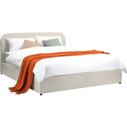 Lit double avec coffre 160x200 cm en tissu gris/beige - Tilly