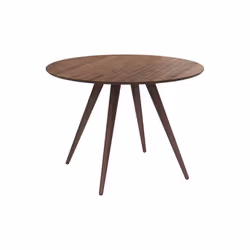 Table ronde 4 personnes en bois foncé finition noyer D105 cm - Liwa