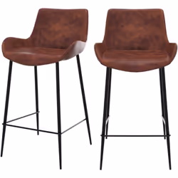 Lot de 2 chaises pour îlot central 65 cm en cuir synthétique marron - Pirata