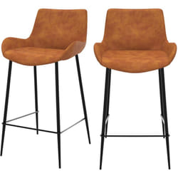 Lot de 2 chaises pour îlot central 65 cm en cuir synthétique camel - Pirata