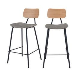 Lot de 2 chaises pour îlot central 65 cm en cuir synthétique gris - Madrague