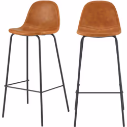 Lot de 2 chaises de bar 75 cm en cuir synthétique camel - Henrik