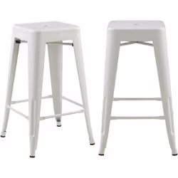 Lot de 2 tabourets pour îlot central 66 cm en métal blanc mat - Indus