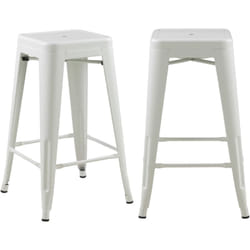 Lot de 2 tabourets pour îlot central 66 cm en métal blanc mat - Indus