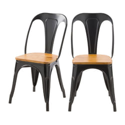 Lot de 2 chaises en métal noir et bois d'orme - Yoanna