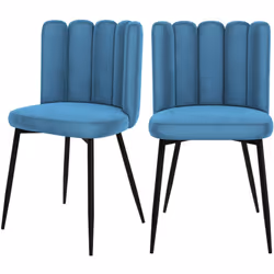 Lot de 2 chaises en velours bleu et pieds en métal noir - Rosy