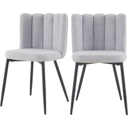 Lot de 2 chaises en tissu gris et pieds en métal noir - Rosy