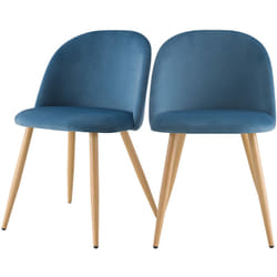 Lot de 2 chaises en velours bleu et pieds en métal - Cozy