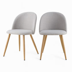 Lot de 2 chaises en tissu taupe chiné clair et pieds en métal - Cozy