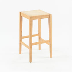 Tabouret pour îlot central 65 cm en cannage et bois - Kappa