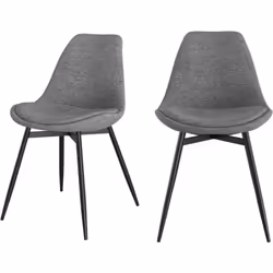 Lot de 2 chaises en tissu gris foncé chiné et pieds en métal - Filipi