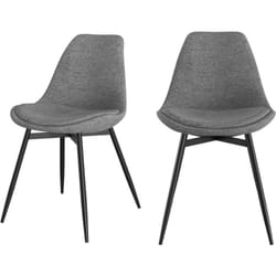 Lot de 2 chaises en tissu gris foncé chiné et pieds en métal - Filipi