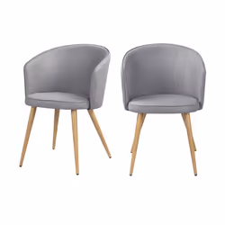 Lot de 2 chaises en tissu gris clair et pieds en métal - Chiara