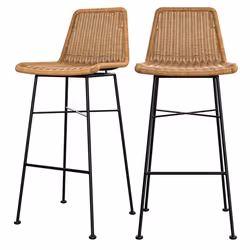 Lot de 2 chaises de bar 76 cm en résine tressée marron - Mandya