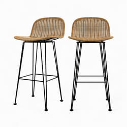 Lot de 2 chaises de bar 76 cm en résine tressée marron - Jigani