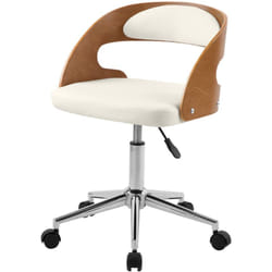 Chaise de bureau pivotante en bois et PU blanc - Louis