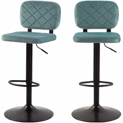 Lot de 2 chaises de bar réglables 60/81 cm en velours vert d'eau - Viktor