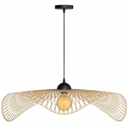 Suspension D75 cm en bambou avec fil noir - Jipi