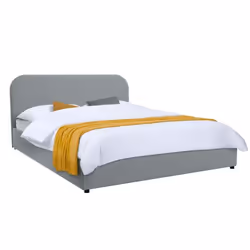 Lit double 140x190 cm avec coffre en tissu gris - Tilly