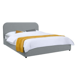 Lit double 140x190 cm avec coffre en tissu gris - Tilly