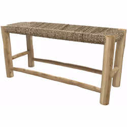Banc 2 places 90 cm en jonc de mer et branche de teck - Jovan