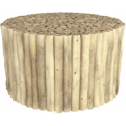 Rendez-vous Déco - Table basse de jardin ronde en rondins de teck D70 cm - imani