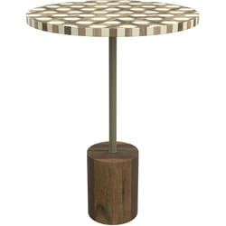 Table d'appoint ronde en bois de manguier et résine  D45 cm - Slimi