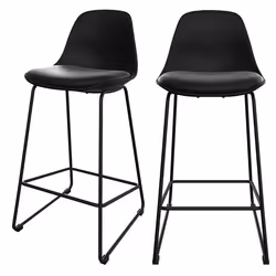 Lot de 2 chaises pour îlot central 65 cm noires - Leni