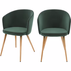 Lot de 2 chaises en velours vert - Chiara