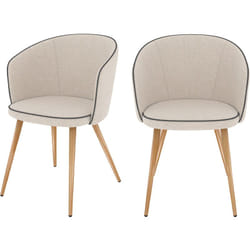 Lot de 2 chaises en tissu beige - Chiara