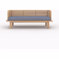 Banquette de jardin 2 places en teck et coussin gris - Kilda