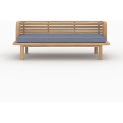Banquette de jardin 2 places en teck et coussin gris - Kilda