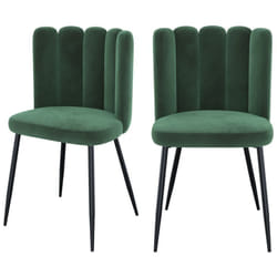 Lot de 2 chaises en velours vert et pieds en métal - Rosy