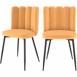 Lot de 2 chaises en velours jaune et pieds en métal - Rosy