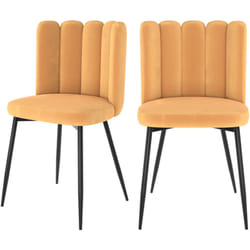 Lot de 2 chaises en velours jaune et pieds en métal - Rosy