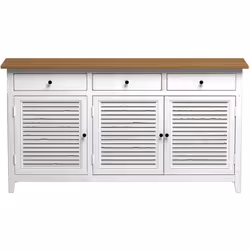Buffet en bois recyclé blanc effet vieilli - Casa