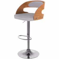 Chaise de bar réglable 62/84 cm en tissu gris clair - Louis