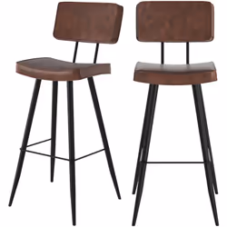 Lot de 2 chaises de bar marron en cuir synthétique 75.5 cm - Texas