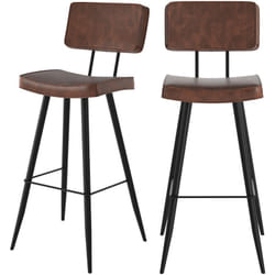 Lot de 2 chaises de bar marron en cuir synthétique 75.5 cm - Texas