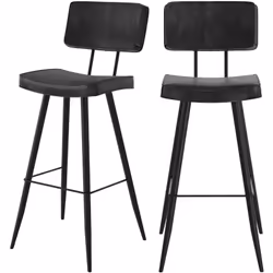 Lot de 2 chaises de bar grises/noires en cuir synthétique 75.5 cm - Texas