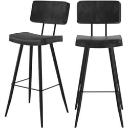 Lot de 2 chaises de bar grises/noires en cuir synthétique 75.5 cm - Texas